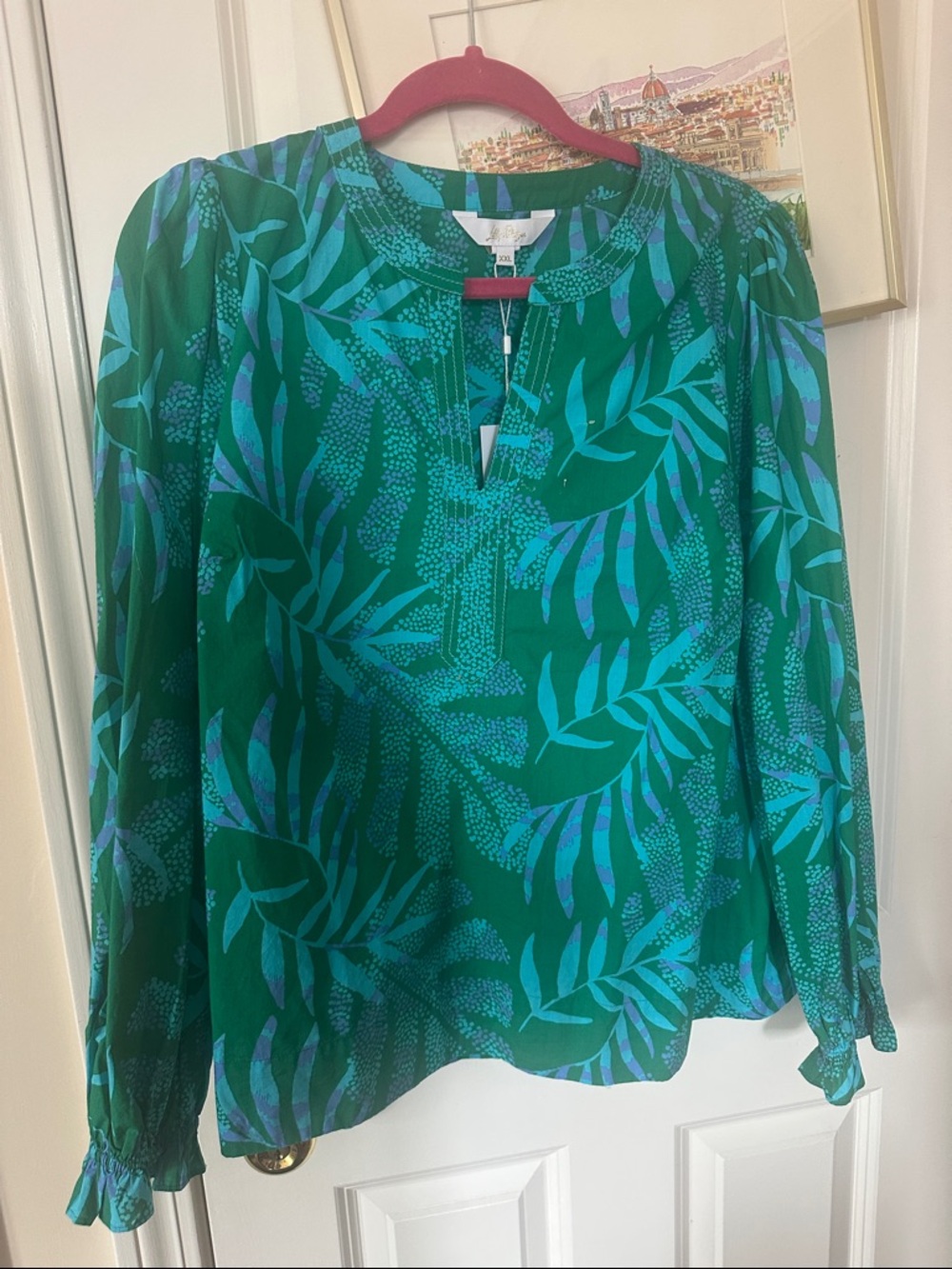 Lilly Pulitzer NWT green/aqua leaf print “it’s a jungle out there” shirt XXL